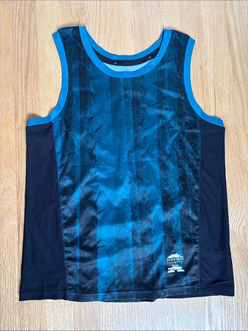 Athletic Breathable Mesh Back Panel Mountain Bike Jersey Tank Top Teal/Black M